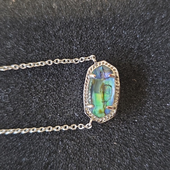 Kendra Scott Elisa in Abalone Shell Silver Pendant 16" - Picture 2 of 5